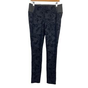 Whimsygoth M Pull-on Elastic Wide Waist Floral Burnout Velour Black Legging Pant